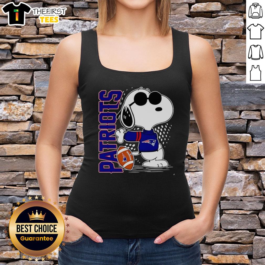 Original Peanuts Snoopy X New England Patriots football tank top featuring a playful Snoopy design in team colors.