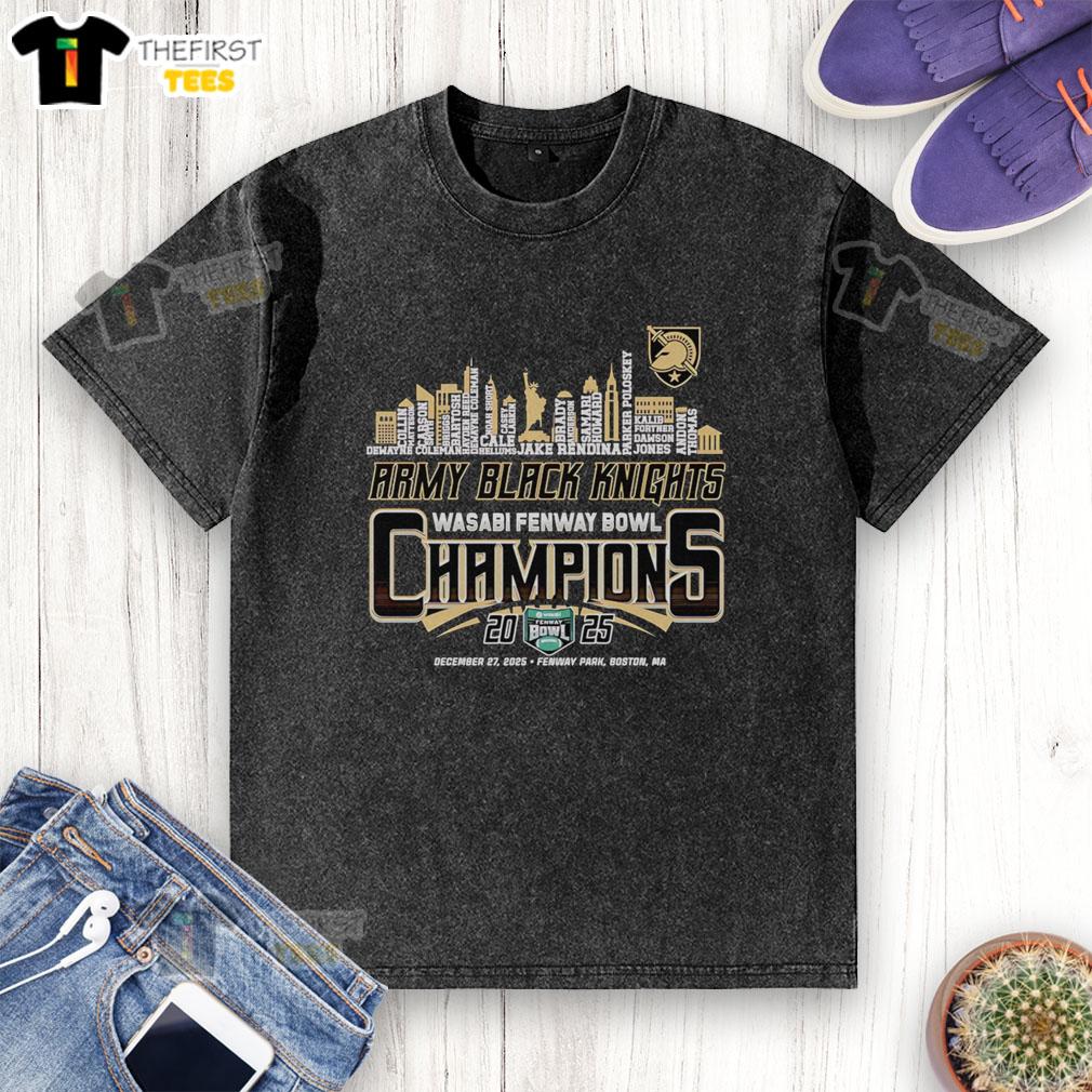 Original Skyline Army Black Knights Wasabi Fenway Bowl Champions 2025 washed t-shirt showcasing team pride and victory.