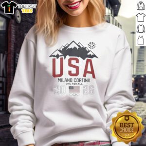 Alt Text: Original Team USA Olympic Winter Games Milano Cortina 2026 One For All Sweatshirt in navy blue, featuring logo.
