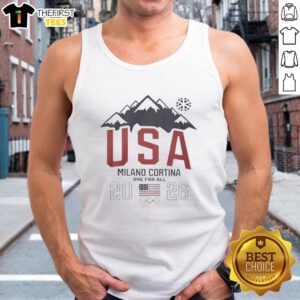 Original Team USA Olympic Winter Games Milano Cortina 2026 tank top featuring 'One For All' design, perfect for fans.