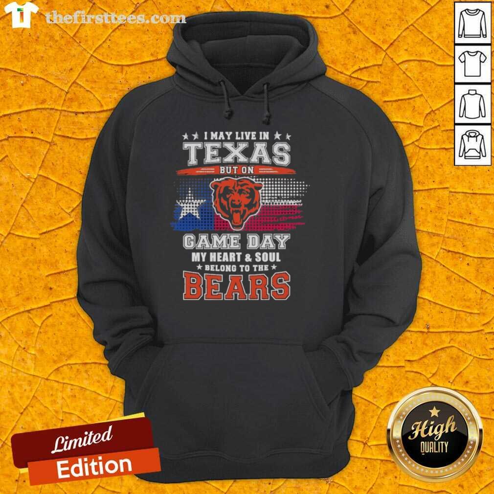 Alt Text: Premium Chicago Cubs vintage hoodie with I May Live In Texas But My Heart Belongs To The Cubs design.