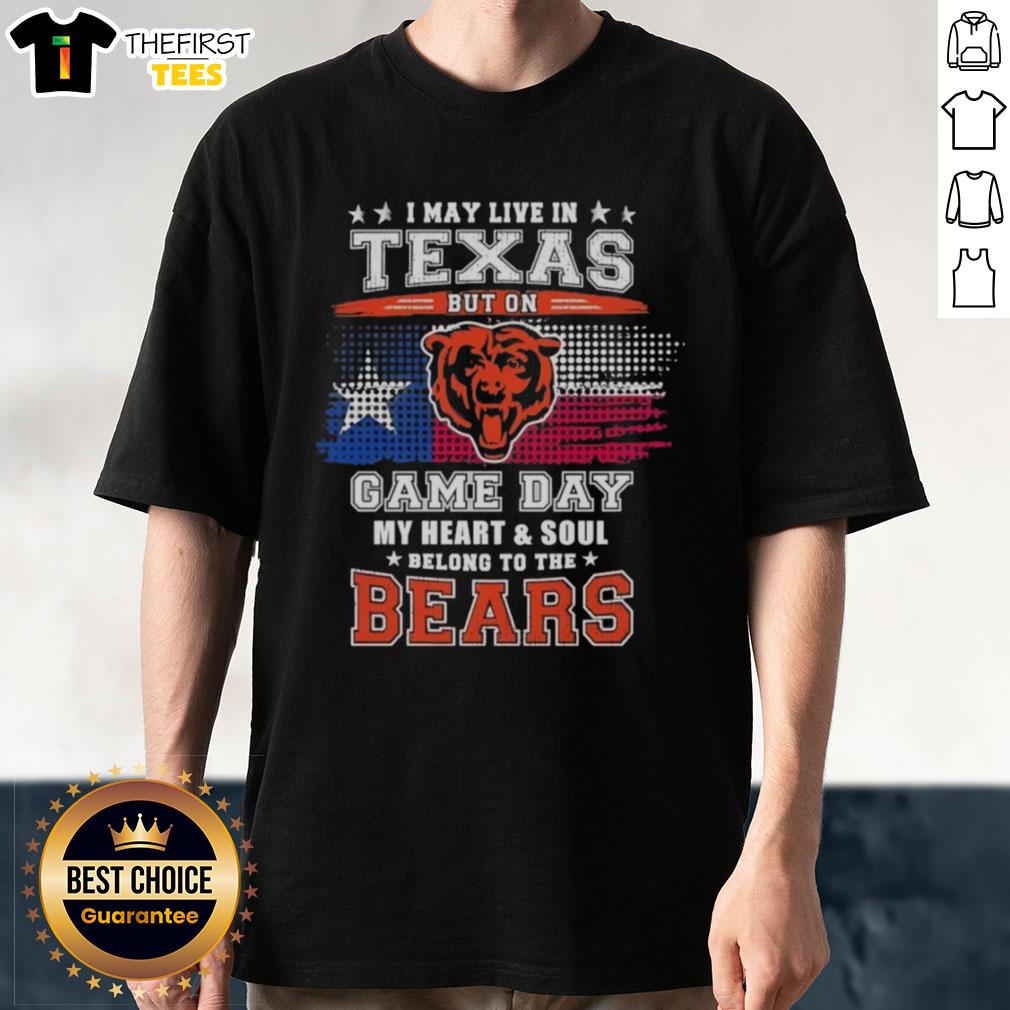 Alt Text: Premium Chicago Cubs vintage t-shirt - 'I May Live In Texas But My Heart Belongs To The Cubs' design.