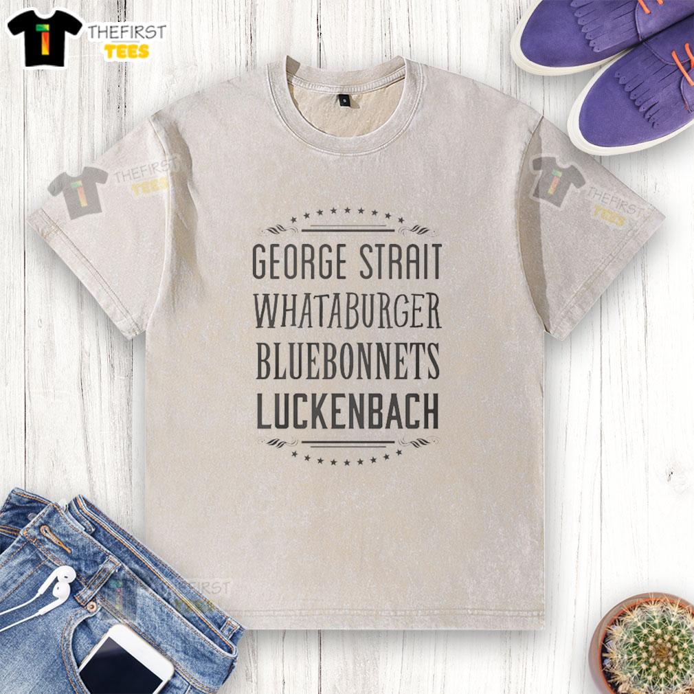 Premium George Strait Whataburger bluebonnets Luckenbach washed t-shirt featuring vibrant Texas floral design.