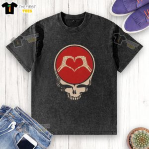 Premium Grateful Dead rock music Valentine's Day washed t-shirt featuring vibrant graphics and a comfortable fit.