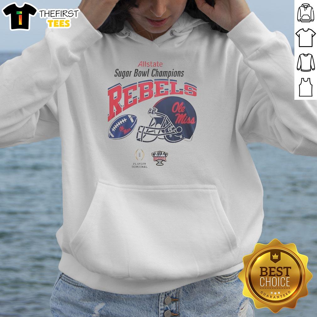 Premium Ole Miss Rebels Beat Georgia Bulldogs 2026 Sugar Bowl Champions Hoodie featuring team colors and logo.