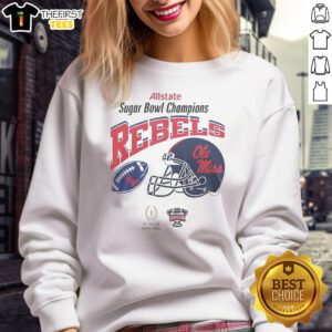 Premium Ole Miss Rebels sweatshirt celebrating 2026 Sugar Bowl Champions victory over Georgia Bulldogs.