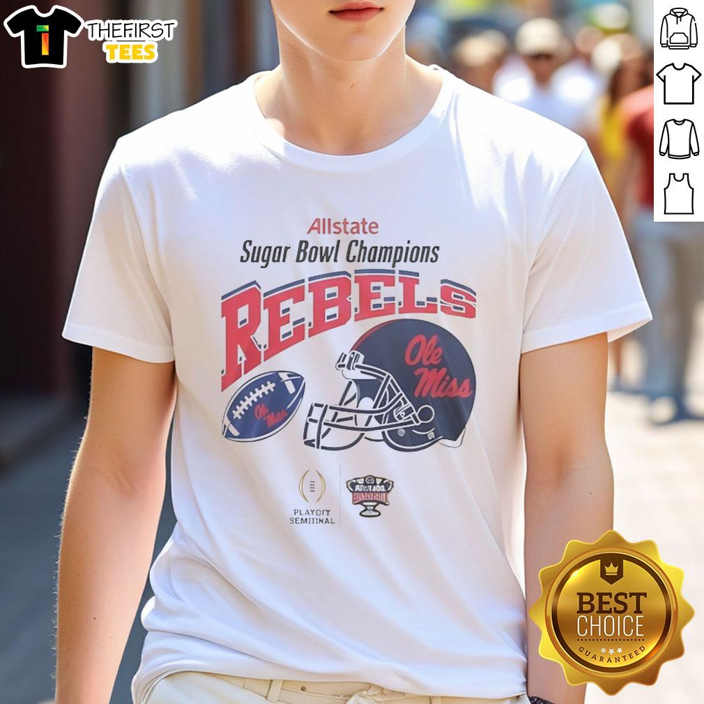 Premium Ole Miss Rebels Beat Georgia Bulldogs 2026 Sugar Bowl Champions T-Shirt featuring team colors and logo.