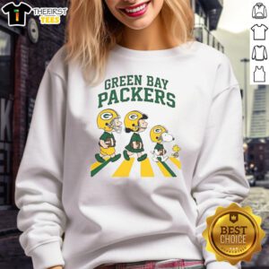 Premium Peanuts Green Bay Packers Go Pack Go cartoon sweatshirt featuring vibrant team colors and playful design.