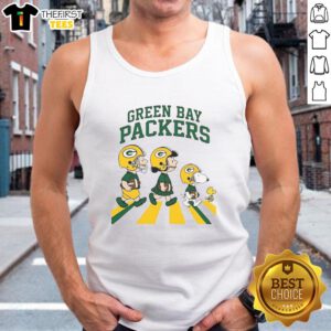 Premium Peanuts Green Bay Packers Go Pack Go cartoon tank top featuring playful graphics for fans.