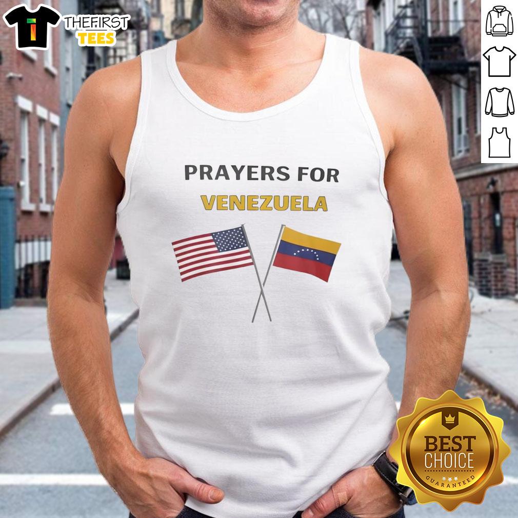 Premium Prayer for Venezuela flag tank top featuring vibrant colors and a stylish design for patriotic wear.