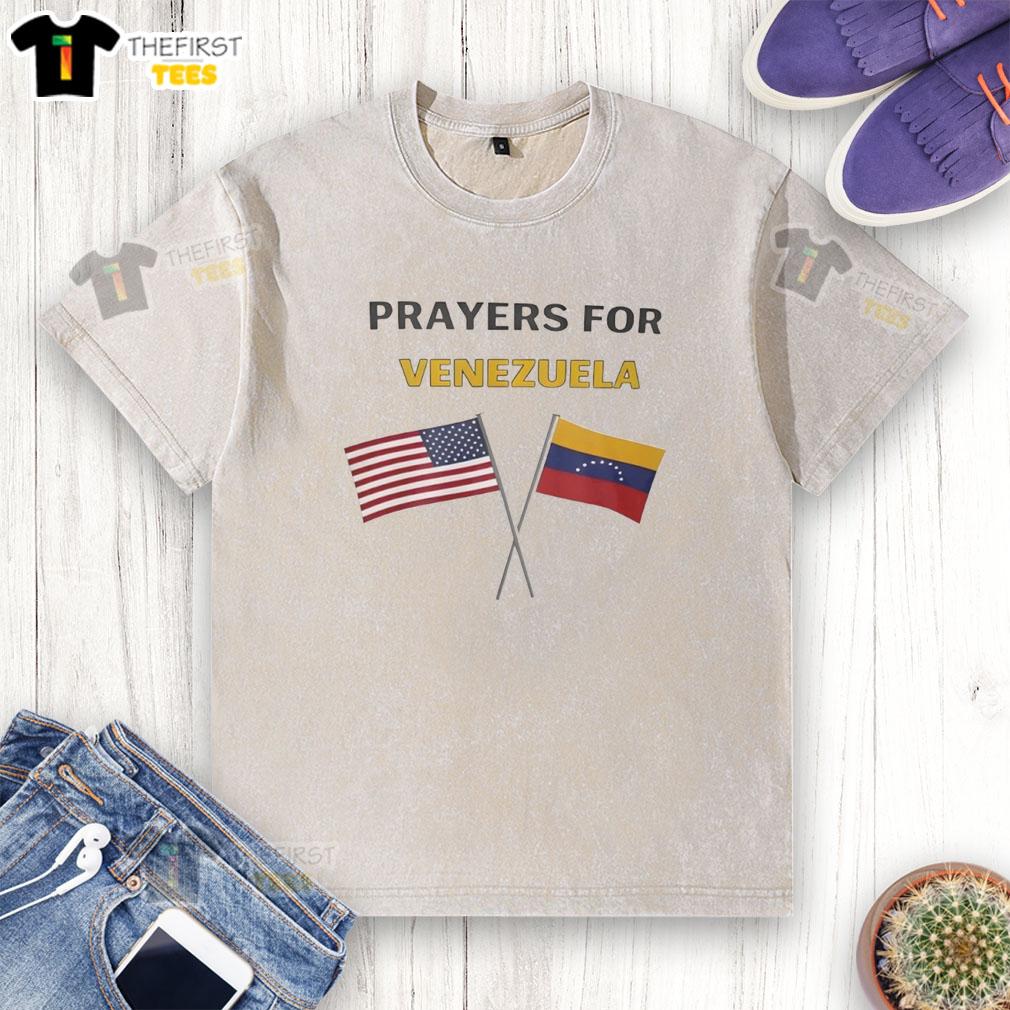 Premium Prayer for Venezuela flag washed t-shirt featuring vibrant colors and a comfortable fit for casual wear.