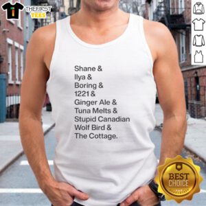 Alt Text: Premium Shane Ilya Boring Ginger Ale tank top featuring a whimsical Canadian wolf bird design at The Cottage.