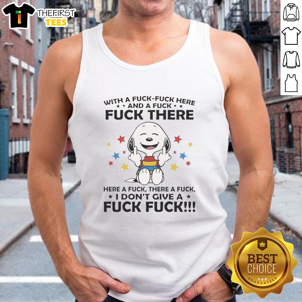 Premium Snoopy middle finger tank top with playful 'Fck Fck' design, perfect for casual wear and expressing humor.