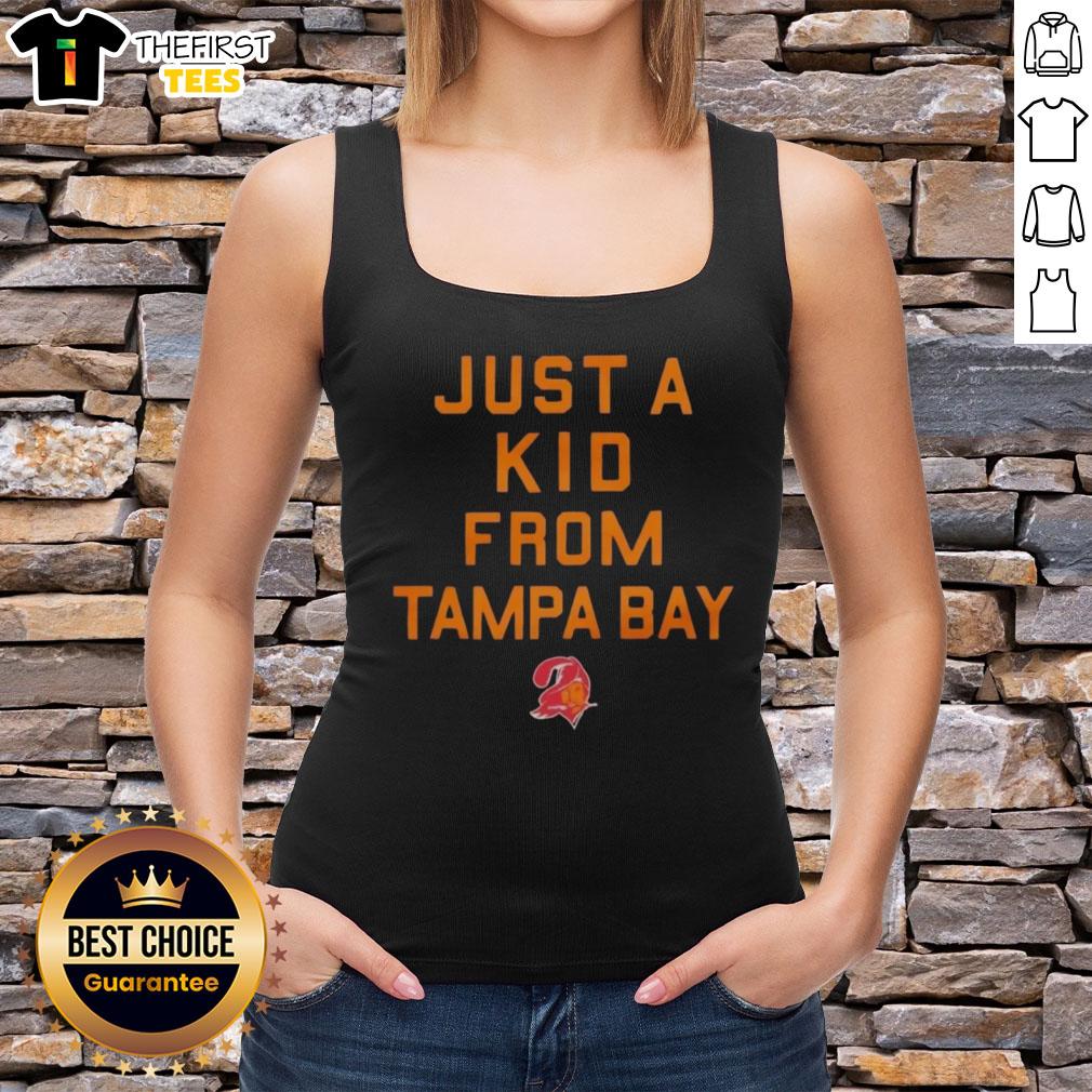 Premium Tampa Bay Buccaneers 'Just A Kid From Tampa Bay' tank top, perfect for fans showcasing team pride.