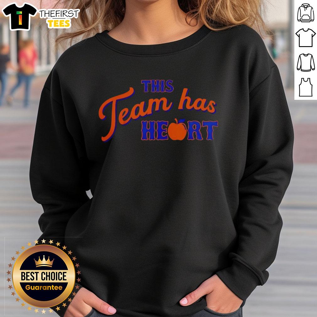 Premium New York Mets sweatshirt featuring 'This Team Has Heart' design, perfect for fans showing team spirit.
