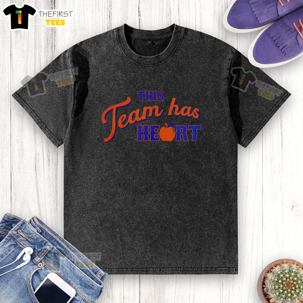 Alt Text: Premium New York Mets washed t-shirt featuring This Team Has Heart design, perfect for passionate fans.