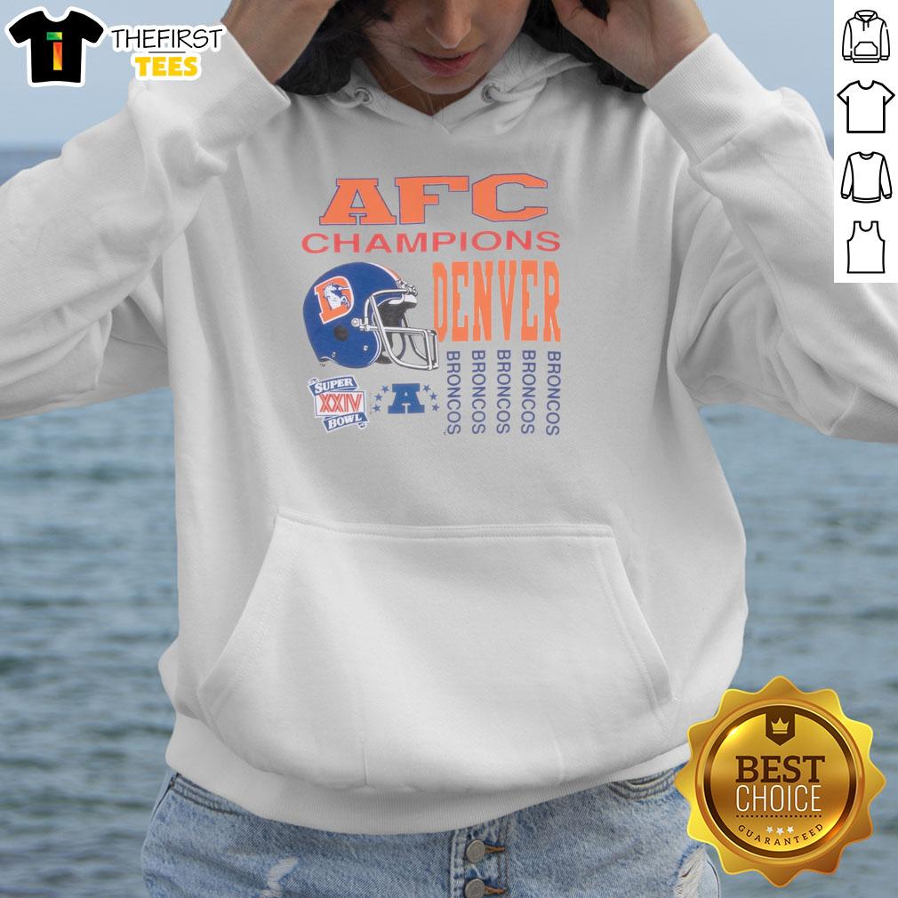 Premium Vintage NFL Denver Broncos AFC Champions 1989 Hoodie featuring classic team colors and logo.