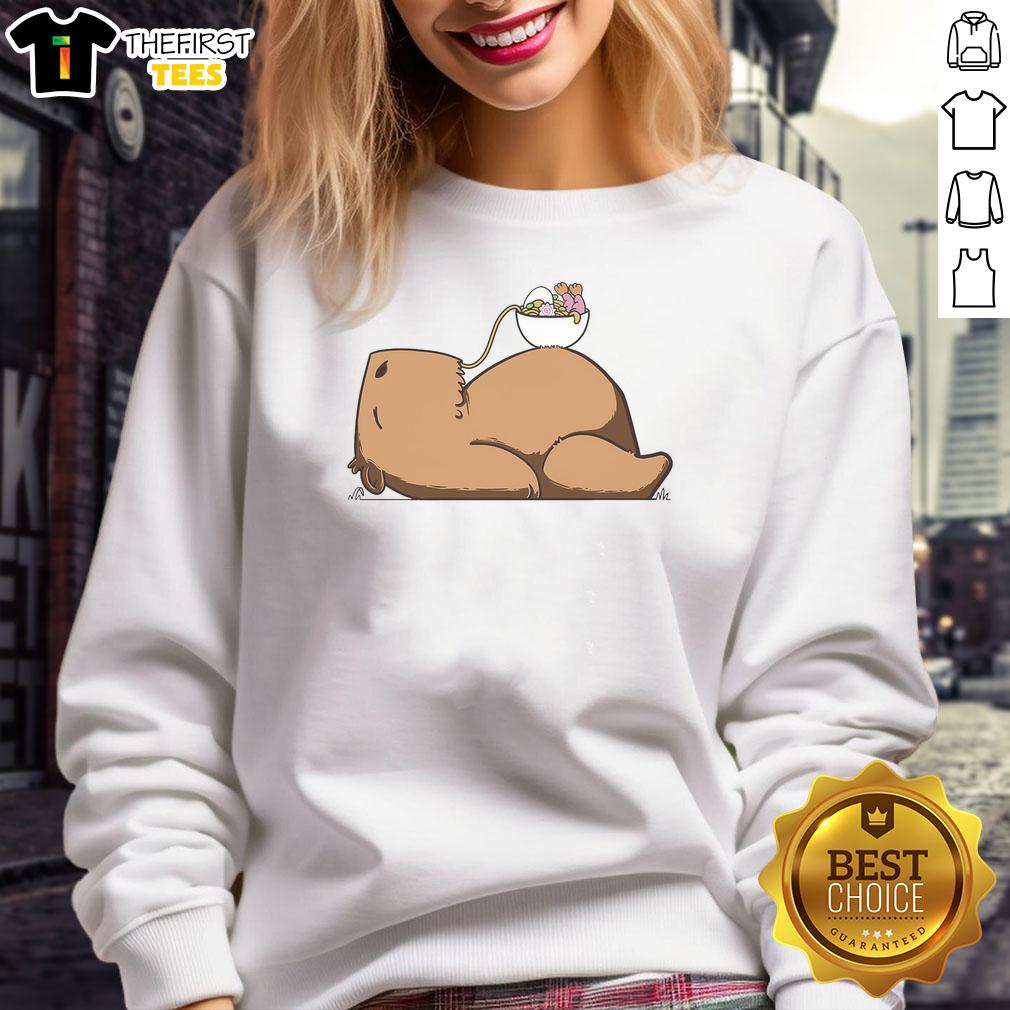 Cozy Pretty Capy Ramen Sweatshirt featuring a cute capybara design and vibrant ramen graphics, perfect for casual wear.