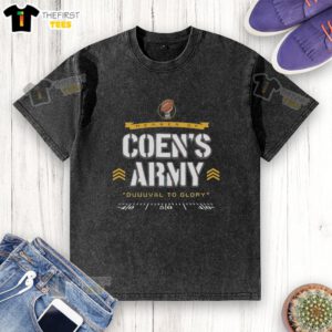 Pretty member of Coen's Army wearing a Duuuval to Glory washed t-shirt, showcasing team spirit and style.