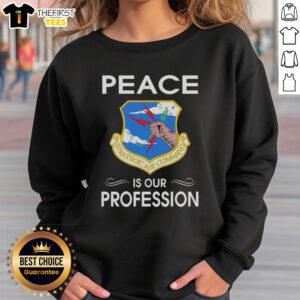 Alt Text: Stylish sweatshirt featuring the Pretty Peace Is Our Profession logo for Strategic Air Command, perfect for casual wear.