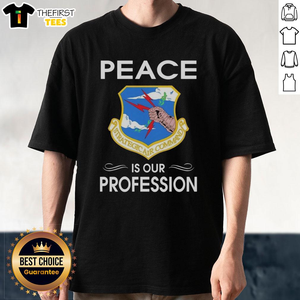 Pretty Peace Is Our Profession Strategic Air Command Logo T-Shirt featuring a vintage design and military-inspired graphics.