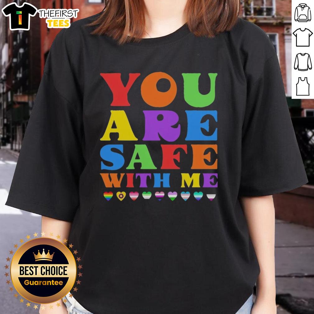 Pretty You Are Safe With Me Ladies Tee featuring a stylish design that promotes empowerment and confidence for women.