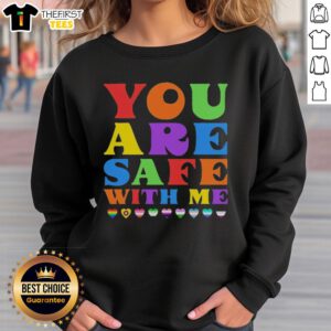 Cozy 'Pretty You Are Safe With Me' sweatshirt in soft fabric, featuring a stylish design perfect for casual wear.