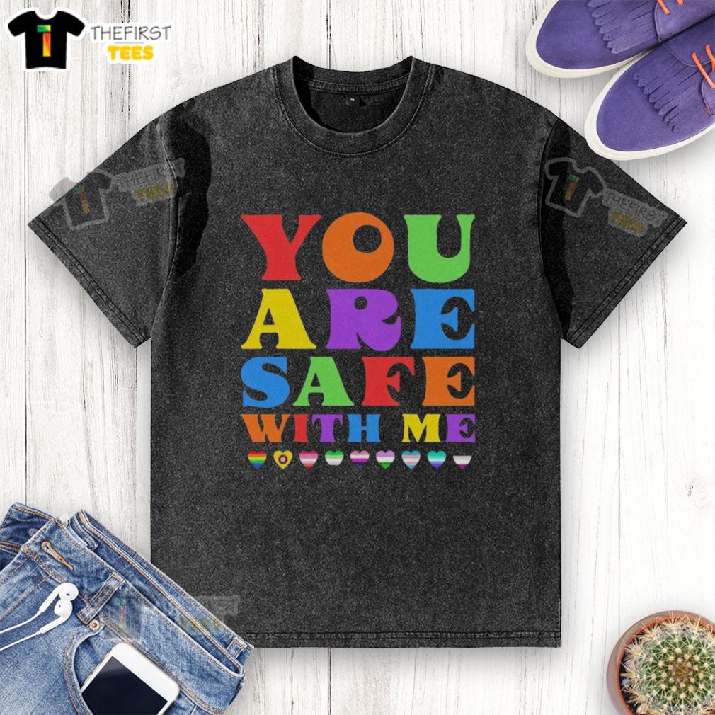 Pretty You Are Safe With Me washed t-shirt featuring a trendy design and comfortable fit for casual outfits.