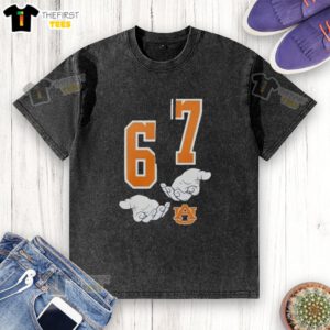 Alt Text: Funny washed t-shirt featuring the Auburn Tigers logo, perfect for fans showing team spirit and style.