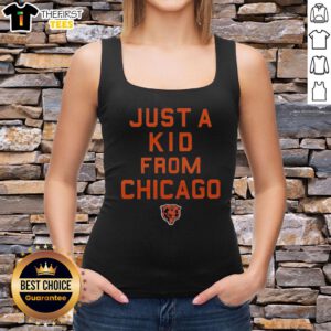 Chicago Bears Just A Kid From Chicago tank top featuring bold team colors and logo, perfect for fans and summer wear.