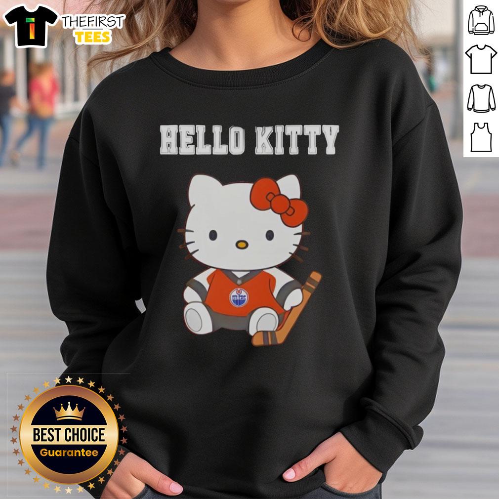 Cute Edmonton Oilers x Hello Kitty Night sweatshirt featuring a vibrant design, perfect for fans and cozy wear.