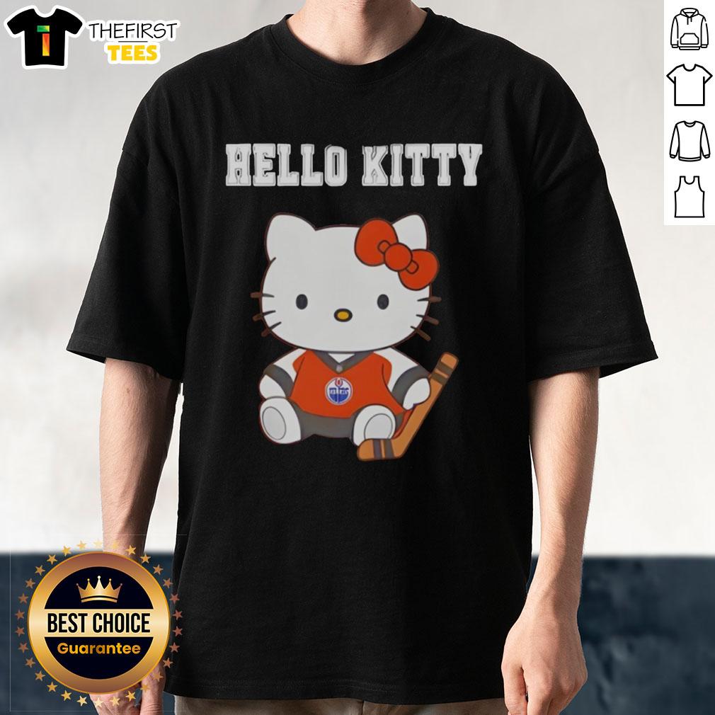 Cute Edmonton Oilers X Hello Kitty Night T-Shirt featuring a playful design perfect for fans and collectors.