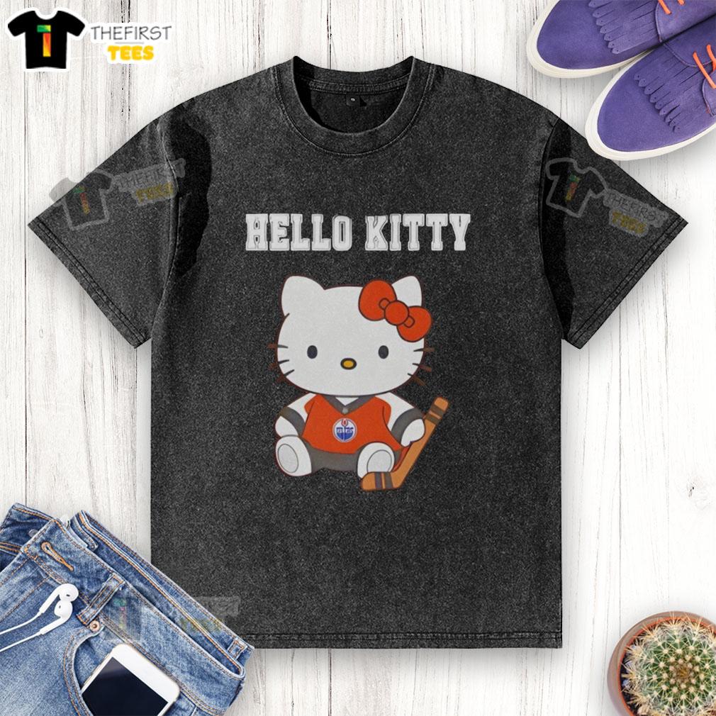 Top Edmonton Oilers X Hello Kitty Night cute washed t-shirt featuring a vibrant design and comfortable fit for fans.