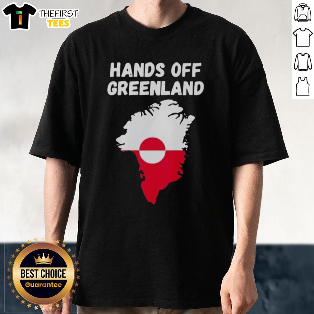 Top Hands Off Greenland T-Shirt featuring a bold graphic design promoting environmental awareness and activism.