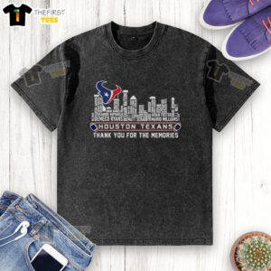 Top Houston Texans Thank You For The Memories City Skyline washed t-shirt featuring a vibrant cityscape design.