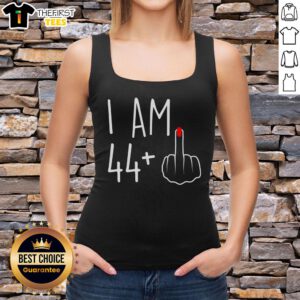 Top I Am 44 Plus 1 Middle Finger Tank Top for a 45th Birthday, featuring a humorous design perfect for celebrating.