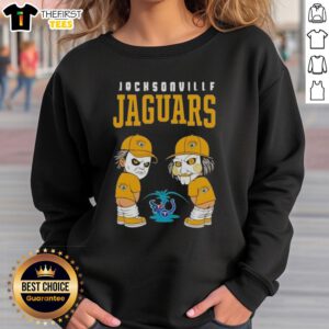 Alt Text: Top Jacksonville Jaguars X Michael Myers and Billy the Puppet sweatshirt featuring a unique design and vibrant colors.