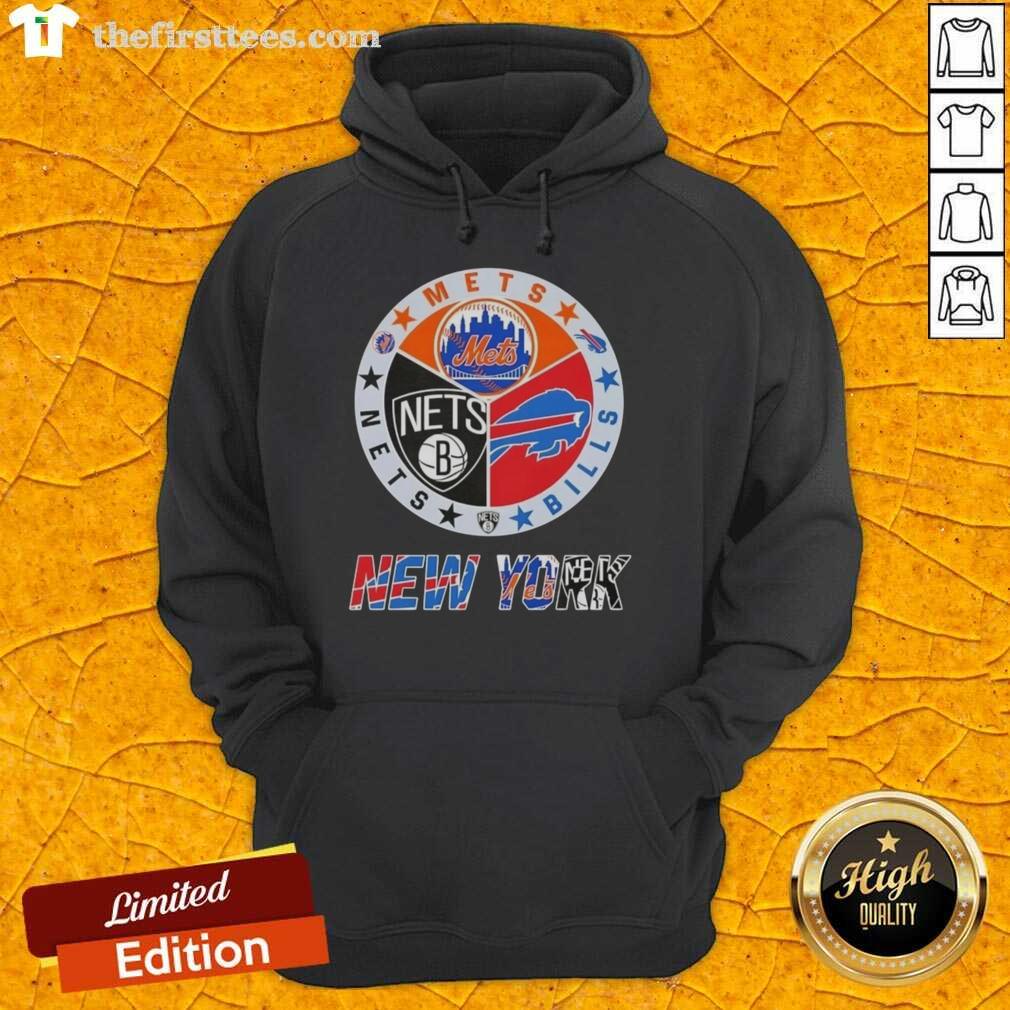 Top New York City Sports hoodie featuring Mets, Bills, and Nets logos in a stylish design for sports fans.