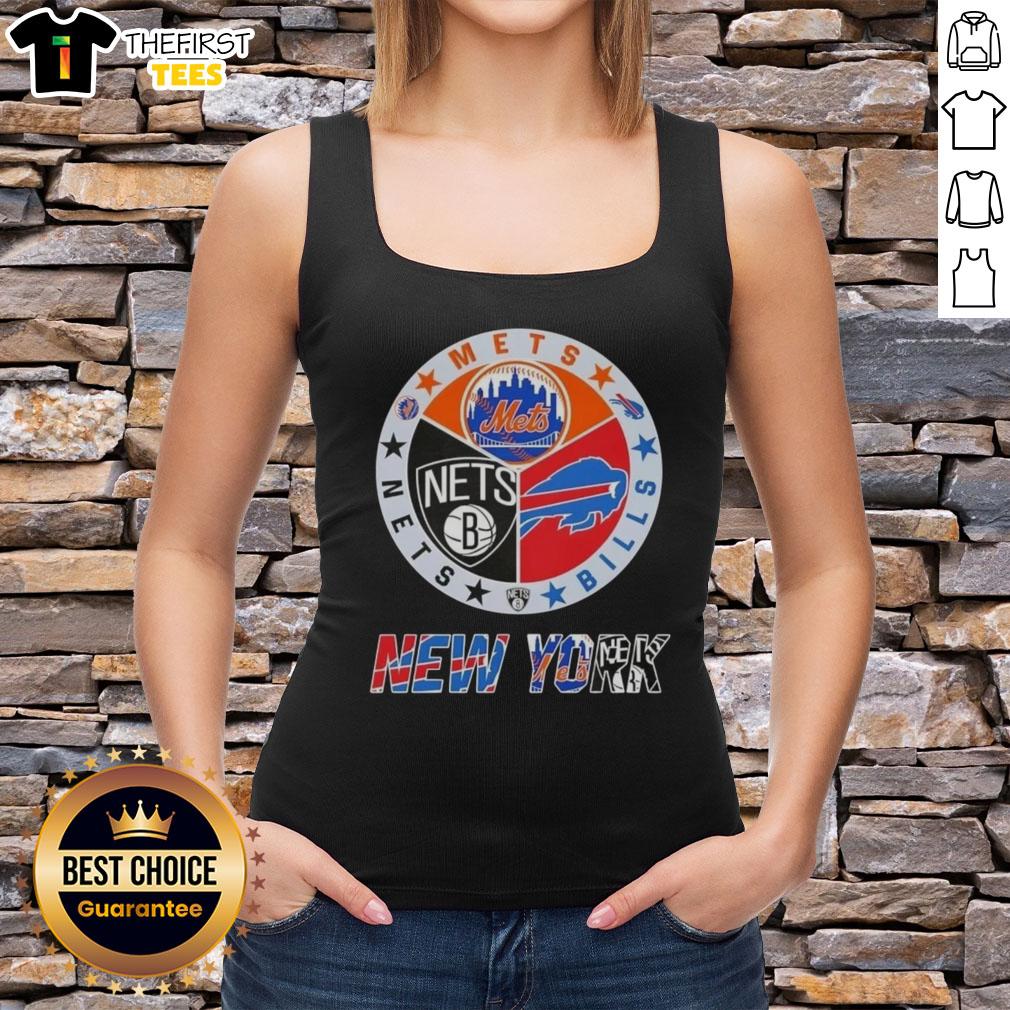 Top New York City Sports Mets, Bills, and Nets logos on a stylish combine tank top for fans.