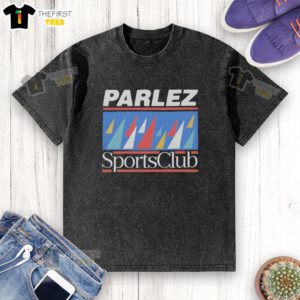 Top Parlez Sports Club logo on a washed t-shirt, showcasing stylish casual wear for sports enthusiasts.