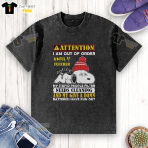 Snoopy-themed washed t-shirt with 'Out of Order' message, perfect for humor and casual wear enthusiasts.