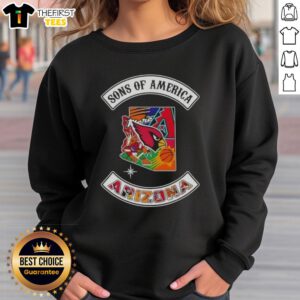 Top Son of America Arizona Map Sports Logos Combine Sweatshirt featuring vibrant designs and state pride.