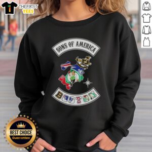 Top Son of America Boston Map Sports Logos Combine Sweatshirt featuring vibrant city map and iconic team logos.