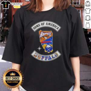 Top Son of America Buffalo map sports logos combine ladies tee featuring vibrant graphics and stylish design.