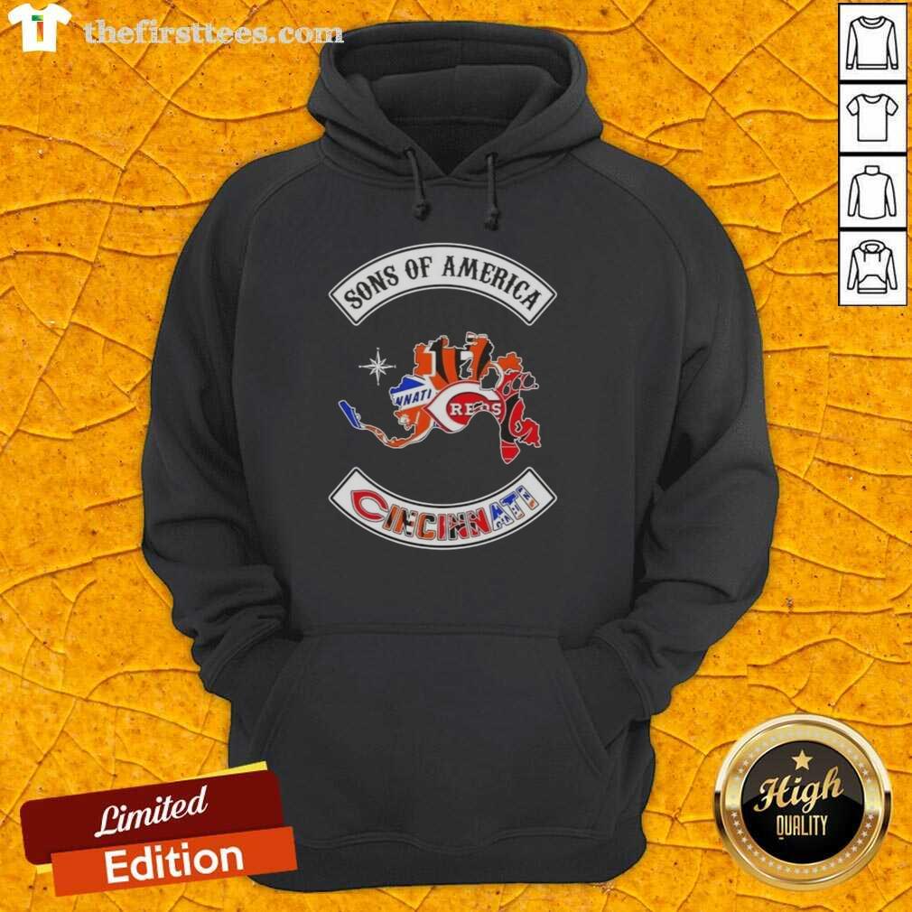 Top Son of America Cincinnati Map Sports Logos Combine Hoodie featuring vibrant team logos and a unique city map design.