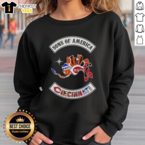 Alt Text: Top Son of America Cincinnati Map Sports Logos Combine Sweatshirt showcasing vibrant team logos and a stylish design.