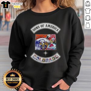 Top Son of America Colorado Map Sports Logos Combine Sweatshirt showcasing vibrant logos and a stylish design.