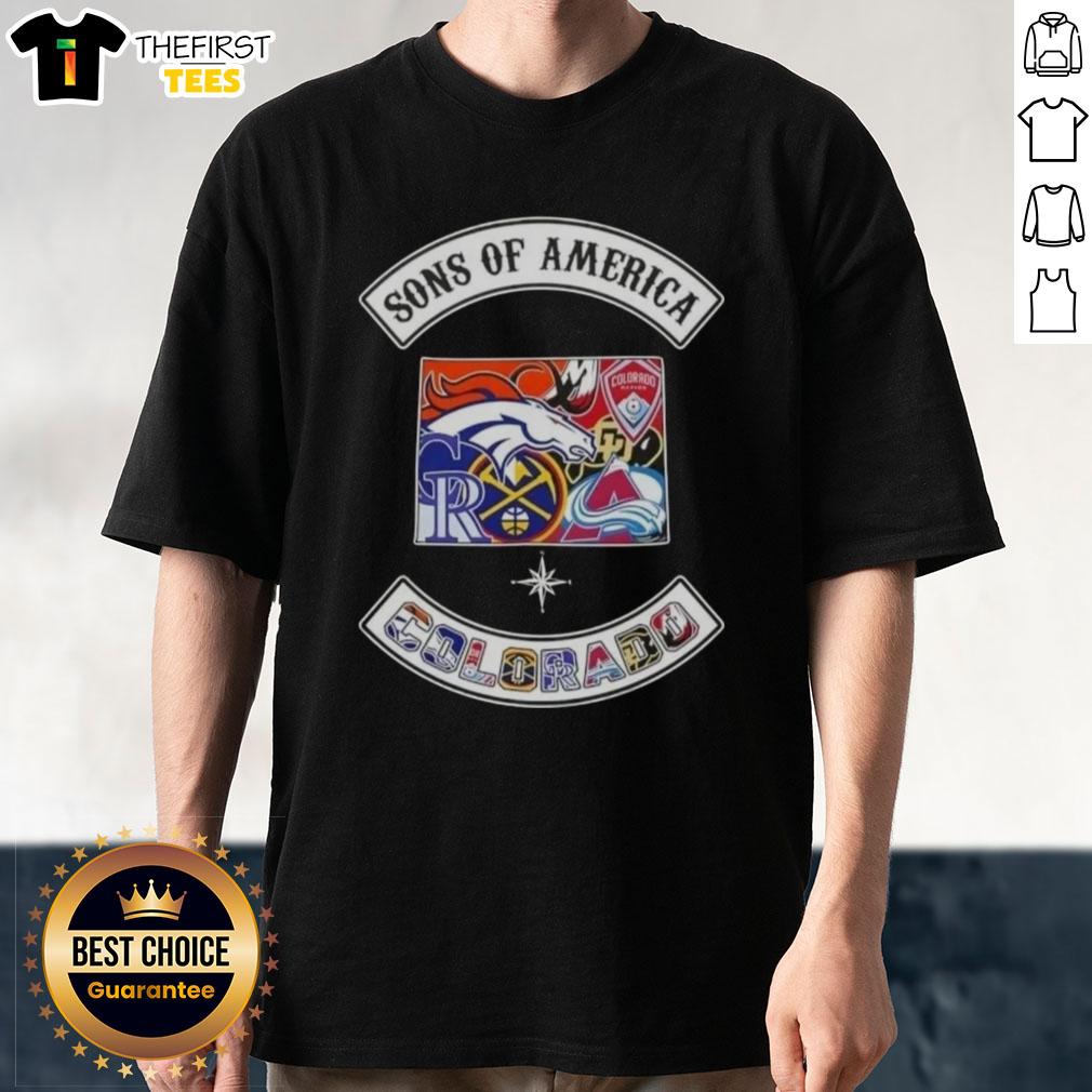 Top Son Of America Colorado Map Sports Logos Combine T-Shirt featuring vibrant graphics and a stylish design for sports fans.