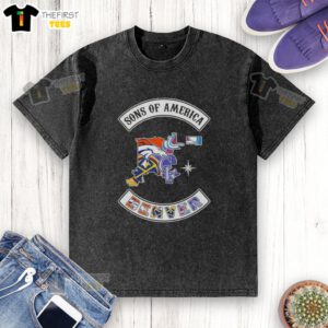 Alt Text: Top Son of America Denver Map Sports Logos Combine Washed T-Shirt featuring vibrant graphics and stylish design.