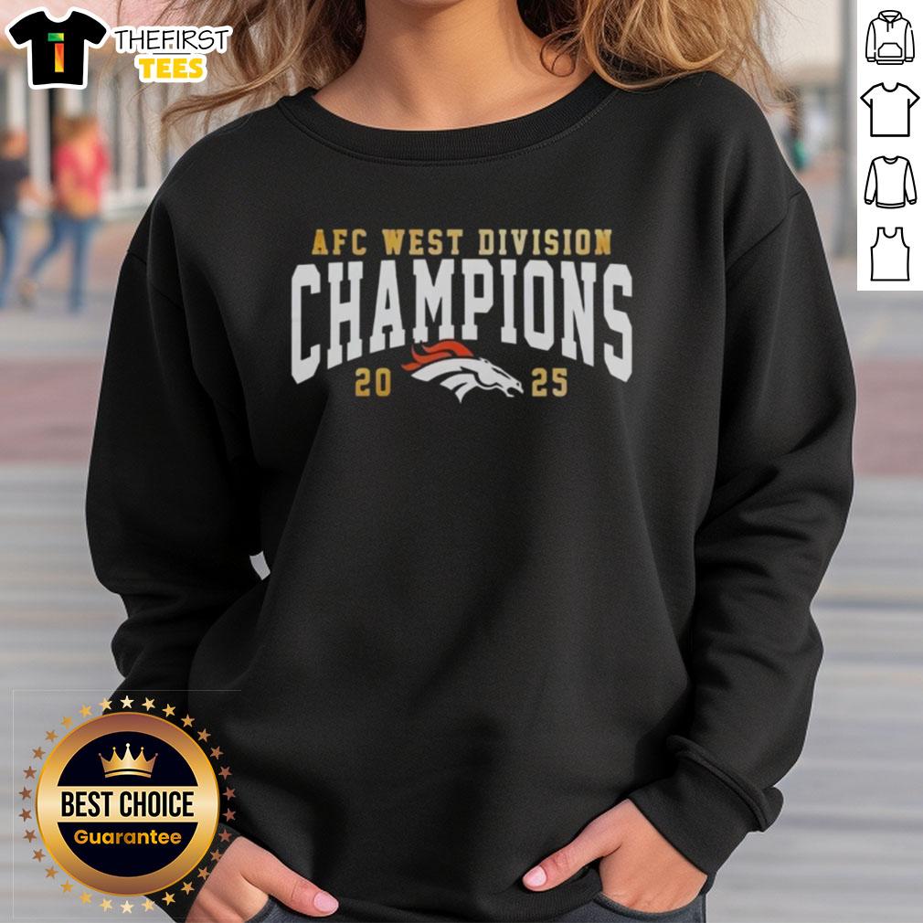 2025 AFC West Champion sweatshirt featuring the Denver Broncos logo, celebrating their division victory.